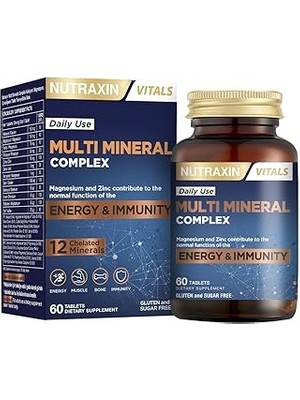 SHC4200 Nutraxin Multi Mineral Complex | 12 Mineral Içeren | Vegan | 60 Tablet | Kalsiyum, Magnezyu
