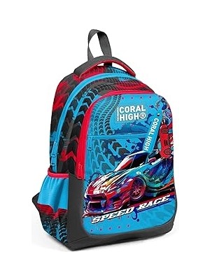 SHC4200 Coral High Gri Yarış Arabası Desenli Erkek Çocuk Ilkokul Çantası Günlük Sırt Çantası