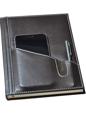 SHC4200 2k 5464 Ajanda/defter Tarihsiz 17X24 Çizgili 160 Yaprak Ivory Kağıt Telefon Kılıflı, Kahverengi