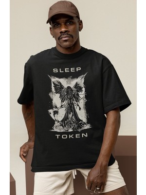 Sevbano Tasarım Sleep Token Rock Metal Müzik Grubu Baskılı Unisex Oversize Tişört