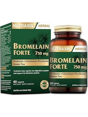 SHC4200 Nutraxin Bromelain Forte – 750 Bromelain, Yeşil Çay Ekstresi, Krom Içeren Tablet –