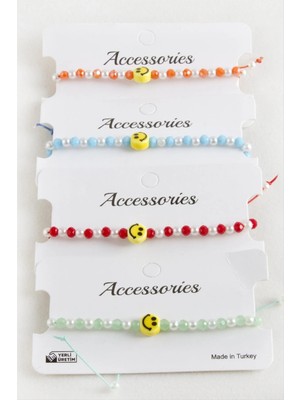 SiHako Emoji Inci Kristal Makrome Ip Bileklik