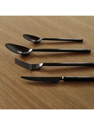 IKEA Stockholm 2025 6 Kişilik Çatal Bıçak Takımı , Siyah, 24 Parça
