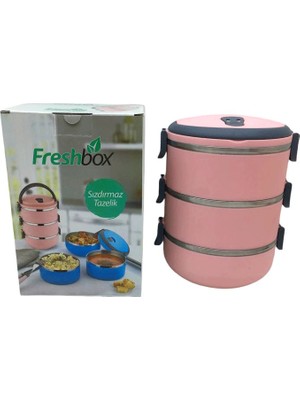 Açik Pembe 3lü Sefer Tasi Saklama Kabi 1.8lt (5446)