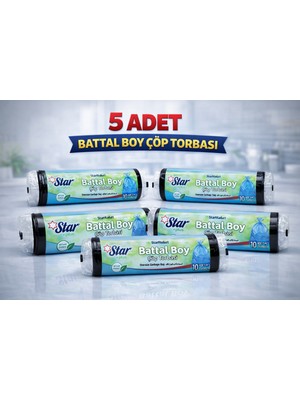 LTG Nova Standart Büyük Boy Atık Poşeti 65X80 cm 10 Adet Dayanıklı Sızdırmaz Atık Torbası 5 Adet