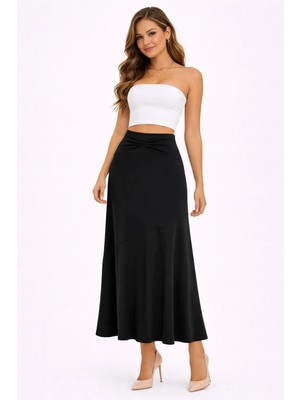Modaplaza Kadın Bel Pileli Uzun Çan Etek 0987