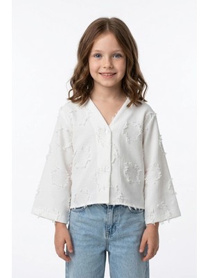 FullaModa Püsküllü Salaş Kız Çocuk Gömlek