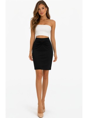 Modaplaza Kadın Bel Pileli Kısa Kalem Etek 0983