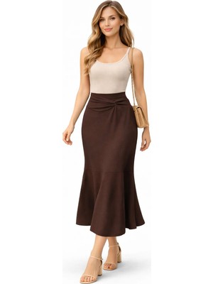 Modaplaza Kadın Bel Pileli Uzun Çan Etek 0987