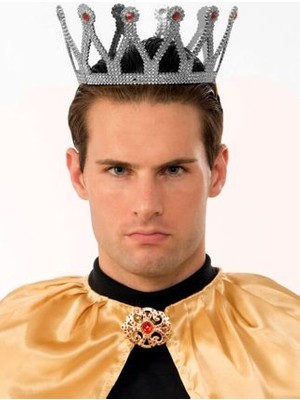 Gümüş Renk Çocuk Yetişkin Uyumlu Kral Tacı (5446)