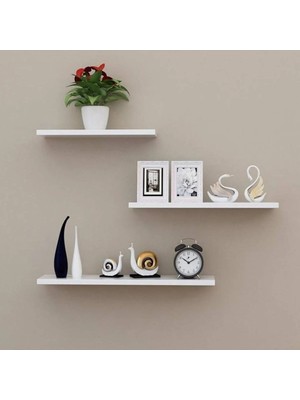 Dekoratif 3lü Duvar Rafı Uçan Raf Kitaplık