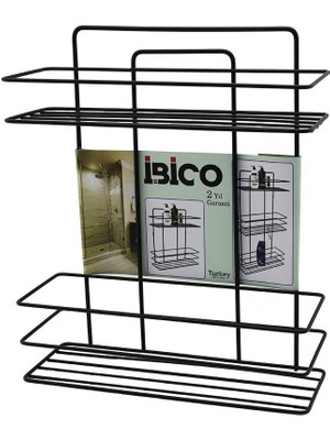 Si̇yah 2 Katli - Di̇kdörtgen Metal Banyo Köşeli̇k - Duşkabi̇n Raf - Şampuanlik (5446)