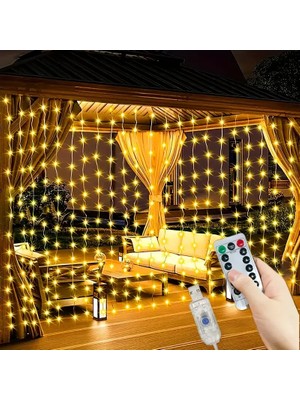 300 Ledli 10 Fonksiyonlu Sarkıt Perde LED Işık Uzaktan Kumandalı 3x3 Metre Aydınlatma
