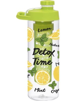 Herevin 650 ml Infuserli Limon Desen Detox Matara Şeffaf Renkli Tasarım ile Kullanım Kolaylığı