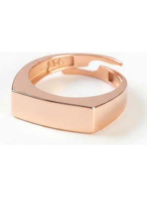 Tesbihane Modern Tasarım Rose Renk Free Size 925 Ayar Gümüş Kadın Tektaş Yüzük