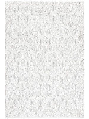 Has 1950 Nadide 196211 Beyaz - Üç Boyutlu Efektli Beyaz Geometrik Halı