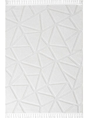 Has 1950 Taigo 197503 Beyaz - Çağdaş Dekorasyonlara Uyumlu Beyaz Desenli Halı