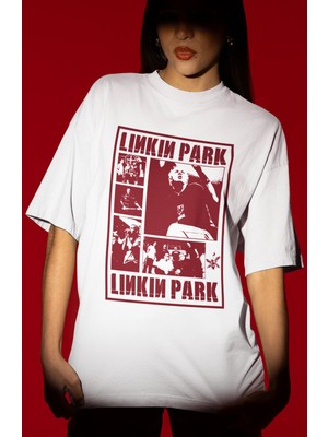 Sevbano Tasarım Linkin Park Rock Metal Müzik Grubu Baskılı Unisex Oversize Tişört