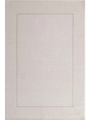 Has 1950 Gize 199002 Krem - Modern Çerçeve Desenli Krem Halı