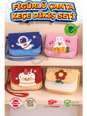Feyza Design Eğitici Keçe Motor Figürlü Çanta Dikiş Kiti 4'lü Set