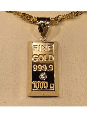 14AYAR 2.76GRAM Tektaşlı Külçe Model Ons Kolye Ucu Afşarkuyumculuk