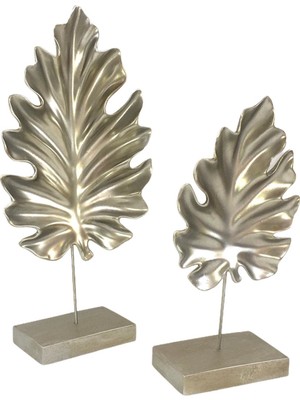 Mirsa Global 2 Li Dekoratif Kaideli Çınar Yaprak Gümüş