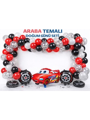 Bkmc Party 70 Balonlu Yarış Arabası Temalı Doğum Günü Süsleme Seti – Balon Zinciri Parti Dekoru Seti Süsü