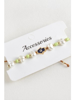 MidasTech Ftm Ana Eli Boncuk Inci Makrome Ip Bileklik Nemere