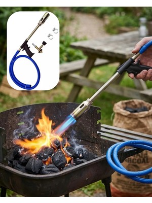 SHC4200 Lpg Pürmüz Alev Tabancası Hortumlu Ayarlanabilir Gazlı Alev Kamp Mangal Başlatıcı