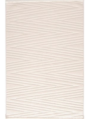 Has 1950 Elyse 193105 Krem - Modern Tarzda Zigzag Desenli Krem Halı