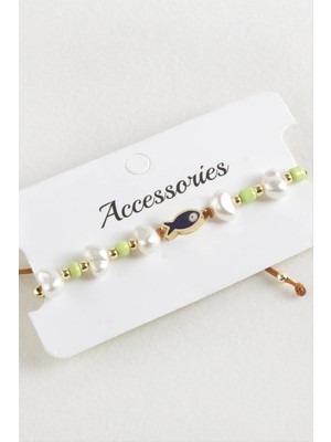 MidasTech Balık Inci Boncuk Makrome Ip Bileklik Nemere