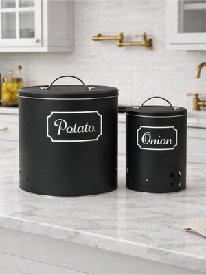 Decorev Pat. Soğan Kovası  DC-6767 Siyah Ekose Metal