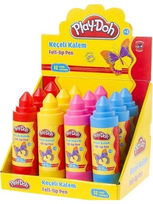 Play-Doh 5 mm Keçeli Kalem 12 Renk Plastik Tüp Seti Adet Sayısı ile Eğlenceli Çizim