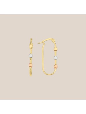 Altıntaş Üç Renkli Golf Toplu Altın Ataş Küpe