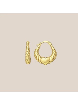 Altıntaş Kalp Midye Altın Halka Küpe