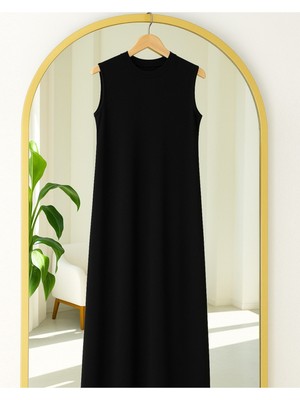 Modamorfo Sıfır Kollu Uzun Penye Içlik -Siyah