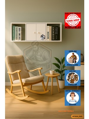 Mobilyanı Tasarla 2 Kapaklı Açık Raflı Duvar Rafı Kitaplık