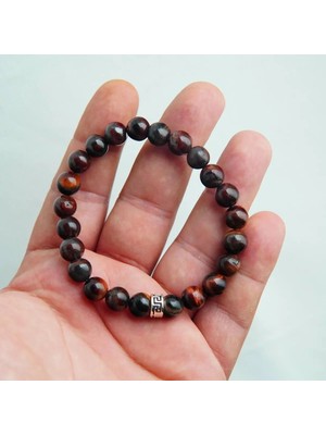 Takıcadde Gerçek Kızıl Kaplan Gözü Doğal Taş Erkek Bileklik