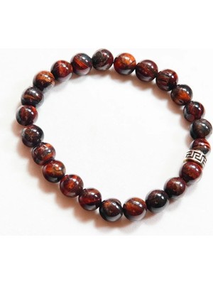 Takıcadde Gerçek Kızıl Kaplan Gözü Doğal Taş Erkek Bileklik