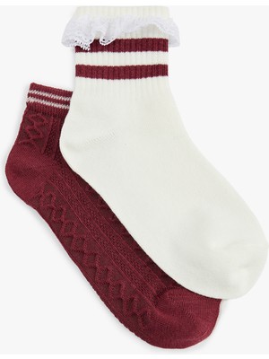 Koton Çizgili Pamuk Karışımlı 2'li Çorap Seti