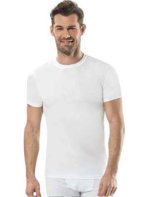 Jiber Beyaz Erkek Sıfır Yaka Fanila 3'lü Paket - 104 Nefes Alabilir Kumaş ile Gün Boyu Rahatlık