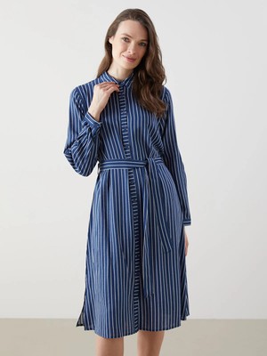 Lc Waikiki Yeni Sezon Çizgili Poplin Kadın Gömlek Elbise