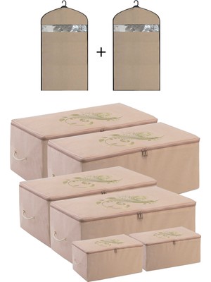 Hurç Organizer Saklama Çantası 2 Mega  2 Büyük 2 Küçük Boy ve Elbise Kılıfı 8'li Set