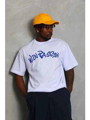 Erkek Baskılı T-Shirt Kısa Kol Bisiklet Yaka Regular Fit Rahat Kalıp Günlük Tişört - Beyaz