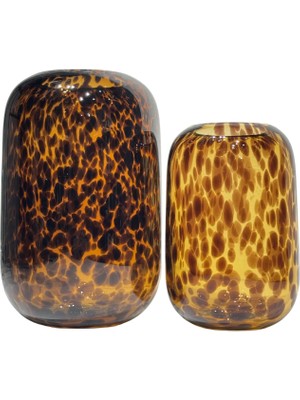 Lara Decor Kahve Leopar Desen Vazo Seti