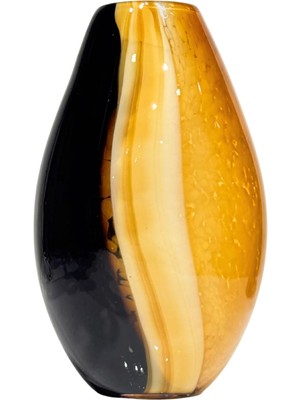 Lara Decor Siyah Turuncu Çizgi Vazo Büyük