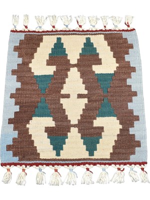 Zehra Abla Halı Yeni El Dokuma Kare Köşe Sandalye Minderi Pınarbaşı Kayseri Yün Kilim 7077