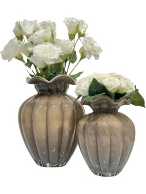 Lara Decor Kahve Cam Boğumlu Vazo Seti