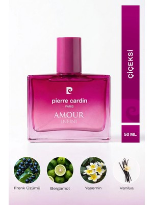 Pierre Cardin Amour Infini EDP Kadın Parfüm 50 ml|Çiçeksi|Frenk Üzümü, Bergamot, Yasemin, Portakal Çiçeği, Vanilya