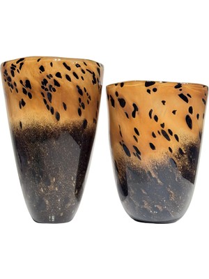 Lara Decor Siyah Benekli Konik Vazo Seti